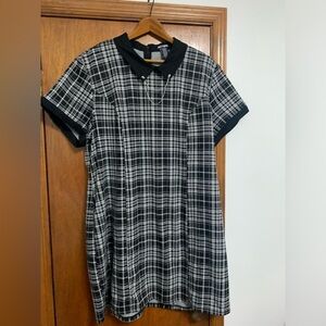 Black & White Plaid Skull Pins Collared Dress Plus Size